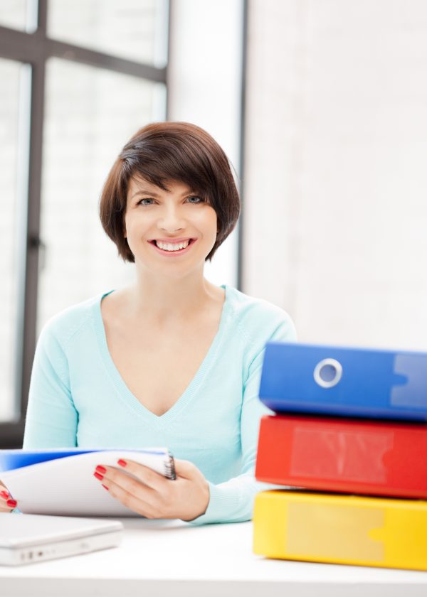 woman with folders